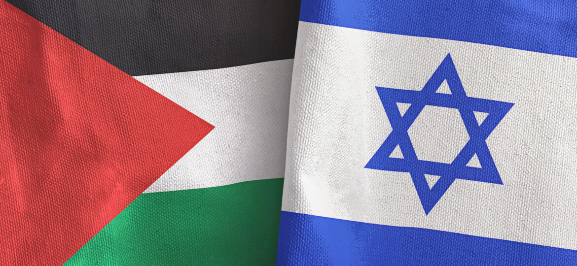 Israel,And,Palestine,Two,Folded,Flags,Together,3d,Rendering